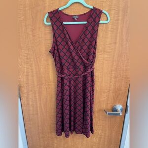 Mix by 41Hawthorne Burgundy and Navy Patterned Midi Dress